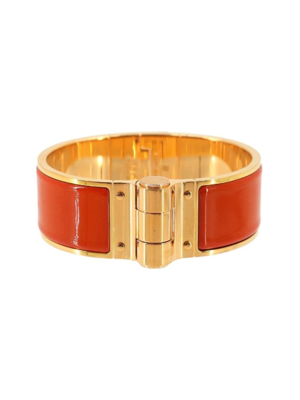 Hermes Charniere GM Bracelet Bangle Gold Rouge